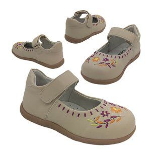 Girls Toddler Shoes Grosby Sky Beige Mary Jane Stitched